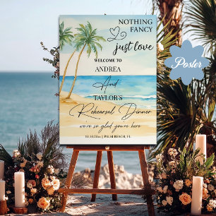 Välkomsthälsning för Beach och Handflatan Träd Reh Poster