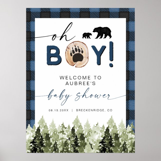 Välkomsthälsning för Bear Baby Shower från Gräs i  Poster (Framsidan)
