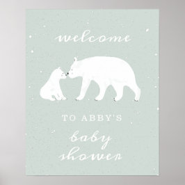 Välkomsthälsning för Bear Blue Snö Baby Shower på  Poster