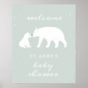 Välkomsthälsning för Bear Blue Snö Baby Shower på  Poster