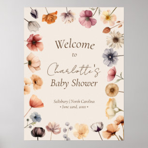 Välkomsthälsning för Bebisdusch i Blommigten Vatte Poster