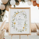 Välkomsthälsning för bin och känsliga Wildblomster Poster<br><div class="desc">Välkomna gäster till din babydusch med denna vackra poster,  med vattenfärgade vilda blommor och bin. Lägg till hedersgästens namn,  duschdatum och anpassningsbarnas välkomsttext med hjälp av fält.</div>