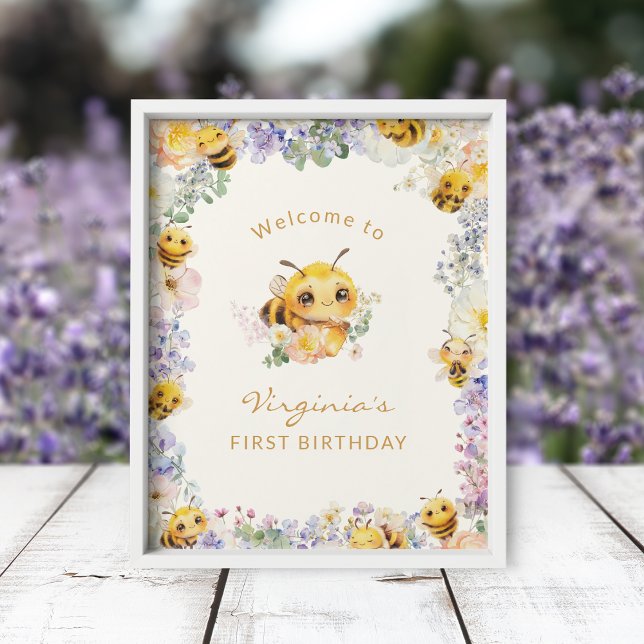 Välkomsthälsning för bin, Poster (Bee Birthday Welcome Poster
)