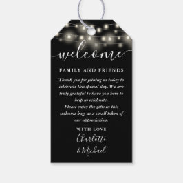 Välkomsthälsning för Black White Ljus Wedor Basket Presentetikett