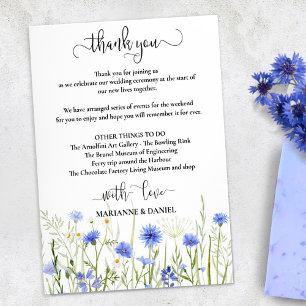 Välkomsthälsning för blek Blue Wildblomma Bröllop Tilläggskort