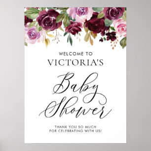 Välkomsthälsning för Blommigt för barn på Lila hös Poster