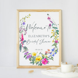 Välkomsthälsning för Blommigten Colorful Wildblomm Poster