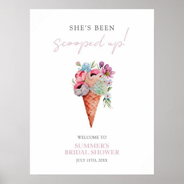 Välkomsthälsning för Blommigten Ice Cream Möhippa Poster (Framsidan)