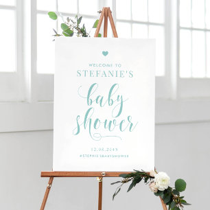 Välkomsthälsning för Blue Bold Script Baby Shower Poster