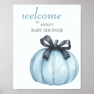 Välkomsthälsning för Blue Pumpkin Baby Shower Poster