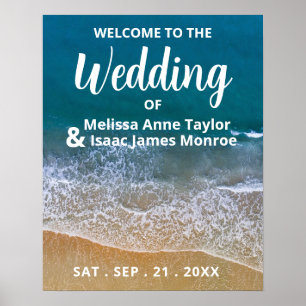 Välkomsthälsning för Blue Sea Beach Wedand Poster