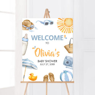 Välkomsthälsning för Blue Splish Stänk Baby Shower Poster