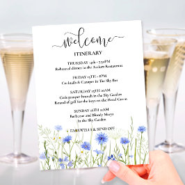 Välkomsthälsning för Blue Wildblomma Bröllop Helg Tilläggskort