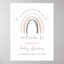 Välkomsthälsning för Boho Rainbow Baby Shower med  Poster