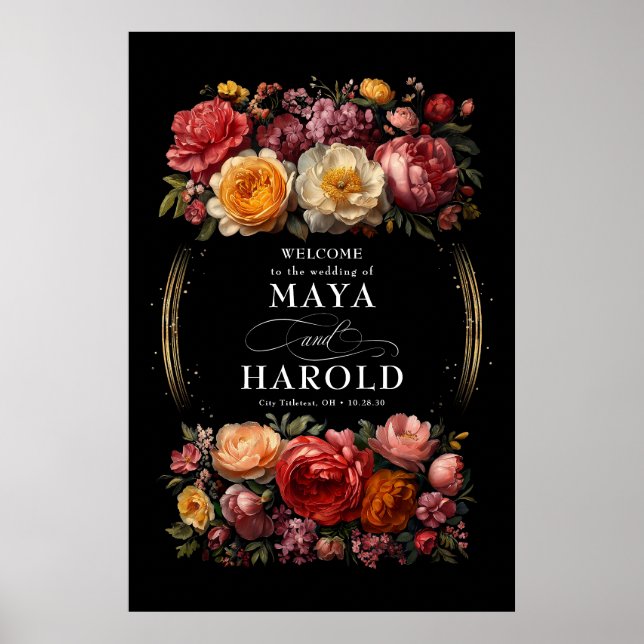 Välkomsthälsning för Botaniska Blommigten Moody Sv Poster (Framsidan)