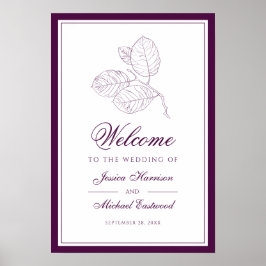 Välkomsthälsning för botaniska konturer i Elegant  Poster