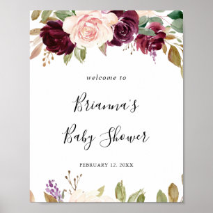 Välkomsthälsning för botaniskt babyskor för Rustik Poster