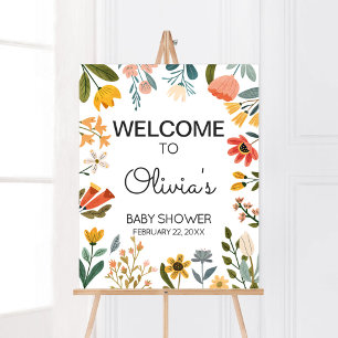 Välkomsthälsning för botaniskt Bright Wildblomster Poster