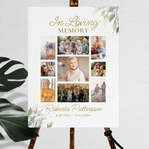 Välkomsthälsning för botaniskt fotokollage Funeral Poster
