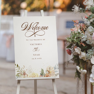 Välkomsthälsning för botaniskt skript i Rustic Aut Poster