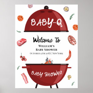 Välkomsthälsning för BQ Baby Shower för modern bak Poster