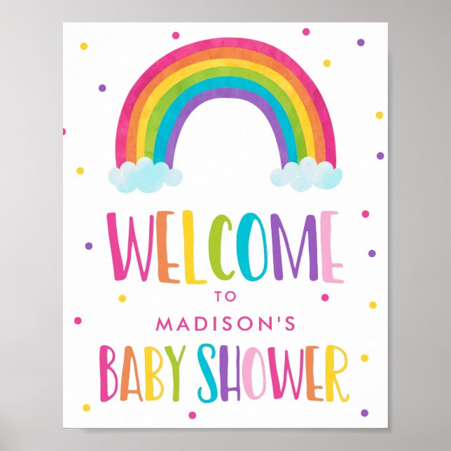 Välkomsthälsning för Bright Rainbow Baby Shower Poster (Framsidan)
