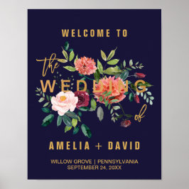 Välkomsthälsning för Bröllop på hösten Blommigt Poster