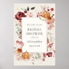 Välkomsthälsning för Burgundy Autumn Blommigts Möh Poster