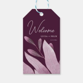 Välkomsthälsning för Burgundy Big Löv Bröllop Presentetikett