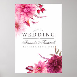 Välkomsthälsning för Burgundy och  höstblomma Poster