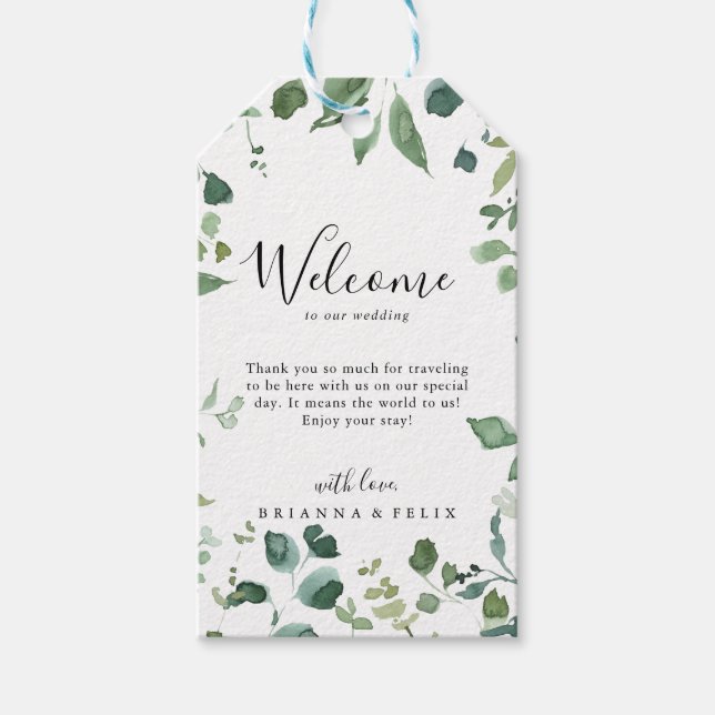 Välkomsthälsning för Calligraphy Script Grönt Foli Presentetikett (Framsidan)