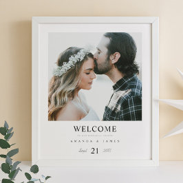 Välkomsthälsning för chic Modern Photo Bröllop Reh Poster