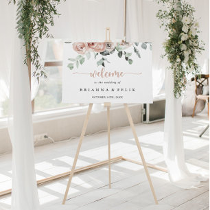 Välkomsthälsning för Classic Dusty Rosa ros Blommi Poster