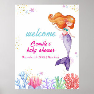 Välkomsthälsning för Coral Baby Shower Modern unde Poster