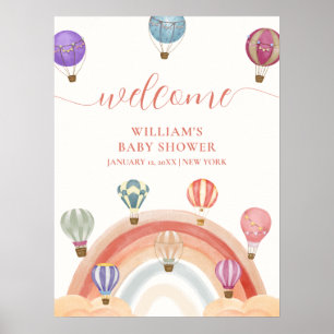 Välkomsthälsning för cute-Luftballongen - Regnbågs Poster