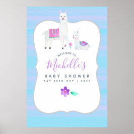 Välkomsthälsning för Cute Watercolor Llama thema B Poster