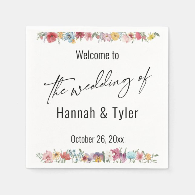 Välkomsthälsning för den flerfärgade vattenfärgen  pappersservett (Framsidan)