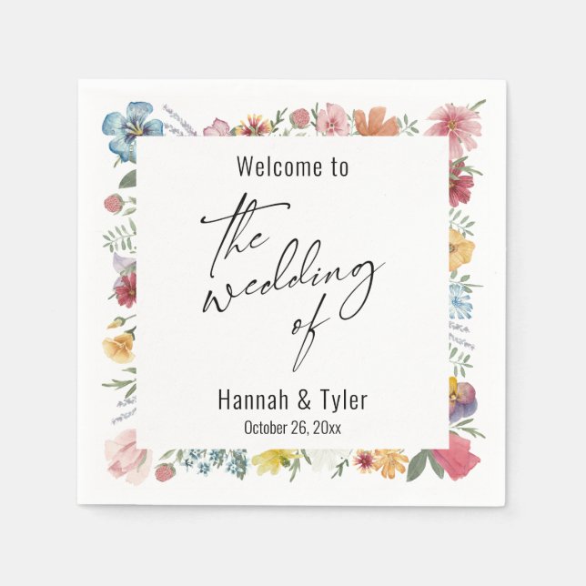 Välkomsthälsning för den flerfärgade vattenfärgen  pappersservett (Framsidan)