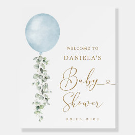 Välkomsthälsning för den minimalistiska blå ballon