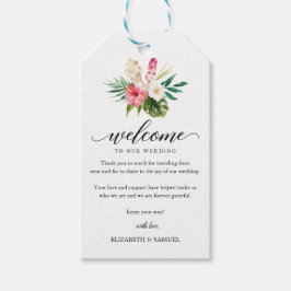 Välkomsthälsning för den tropiska Handflatan-Glass Presentetikett