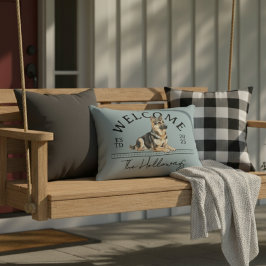 Välkomsthälsning för den tyska Shepherd Anpassning Prydnadskudde