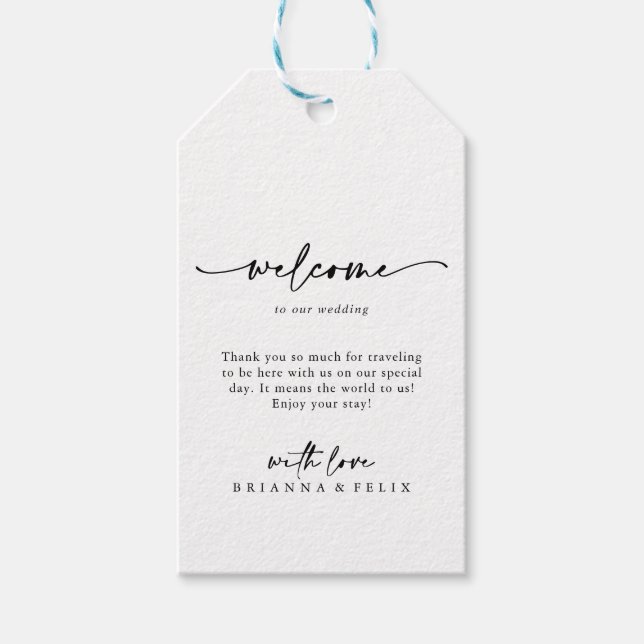Välkomsthälsning för det moderna Elegant bröllop Presentetikett (Framsidan)