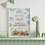 Välkomsthälsning för Dinosaur Hatching snart Baby  Poster<br><div class="desc">Dinosaur Temed Baby dusch Välkomstskylt.</div>