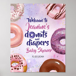 Välkomsthälsning för donuts och blöjor Baby Sprink Poster