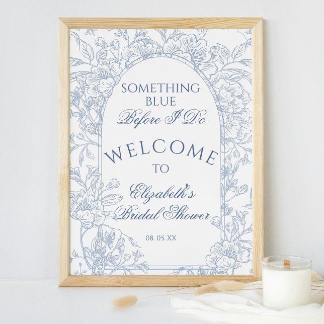 Välkomsthälsning för Dusty Blue Blommigt Toile Fra Poster (Skapare uppladdad)