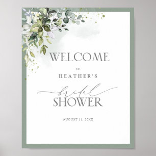Välkomsthälsning för Dusty Blue Eucalyptus Botanic Poster