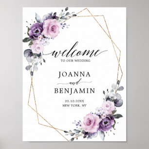 Välkomsthälsning för Dusty Lila Blooms Geometric B Poster