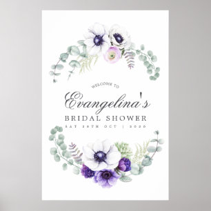 Välkomsthälsning för Dusty Violet Blommigt Möhippa Poster
