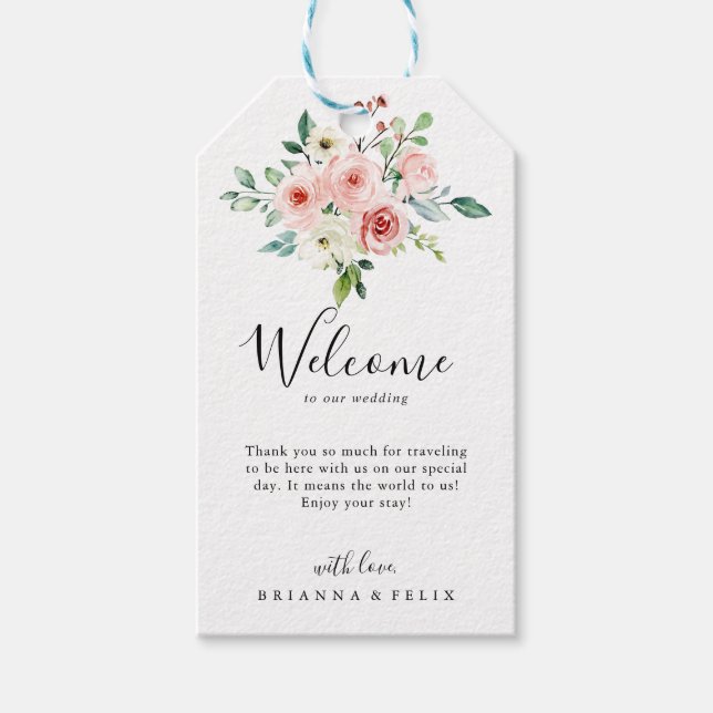 Välkomsthälsning för elegant Blommigt hösten Bröll Presentetikett (Framsidan)