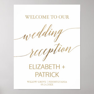 Välkomsthälsning för elegant Guld Calligraphy Wedd Poster